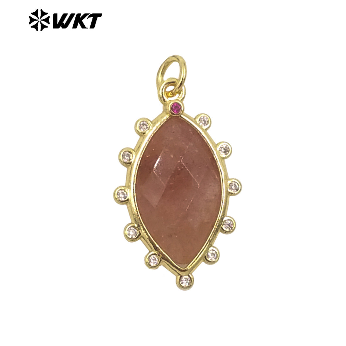 WT-P1975 Europe Delicate Kinds of Gemstone Tiger Eye With Cubic Zircon Setting Charming Jewelry Stone Pendant