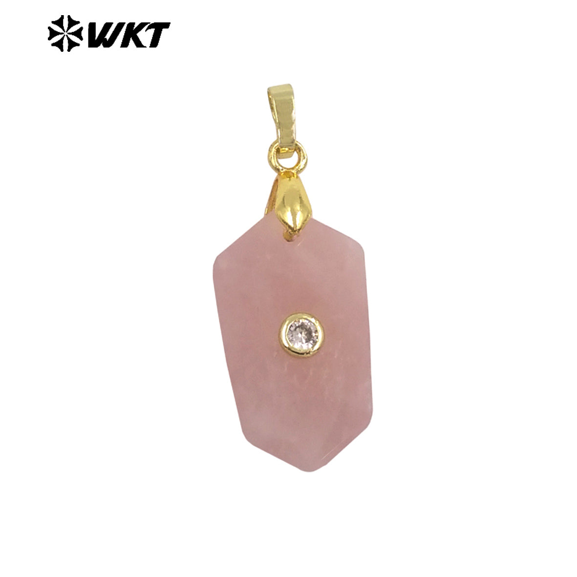 WT-P2017 Delicate Geometric Shape Multi Colors Natural Gemstones Set In Zircon Small Pendants For Trendy Jewelry Handmade