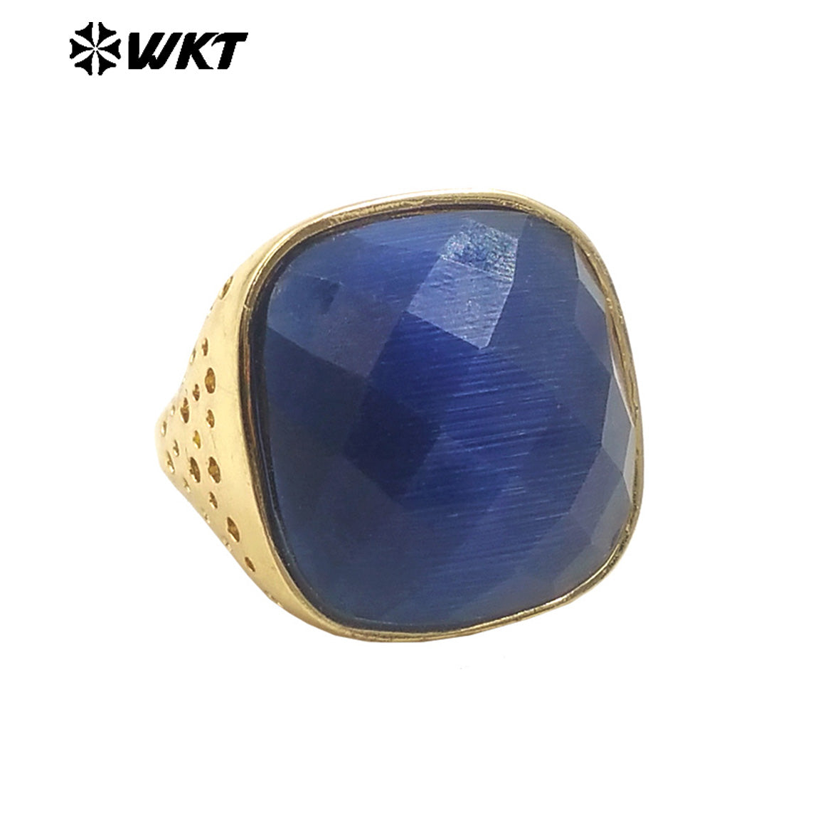 WT-R517 Wholesale Newest Spring Design Colorful Faceted Cat Eye Stone Square Unisex Ring for Party Jewelry