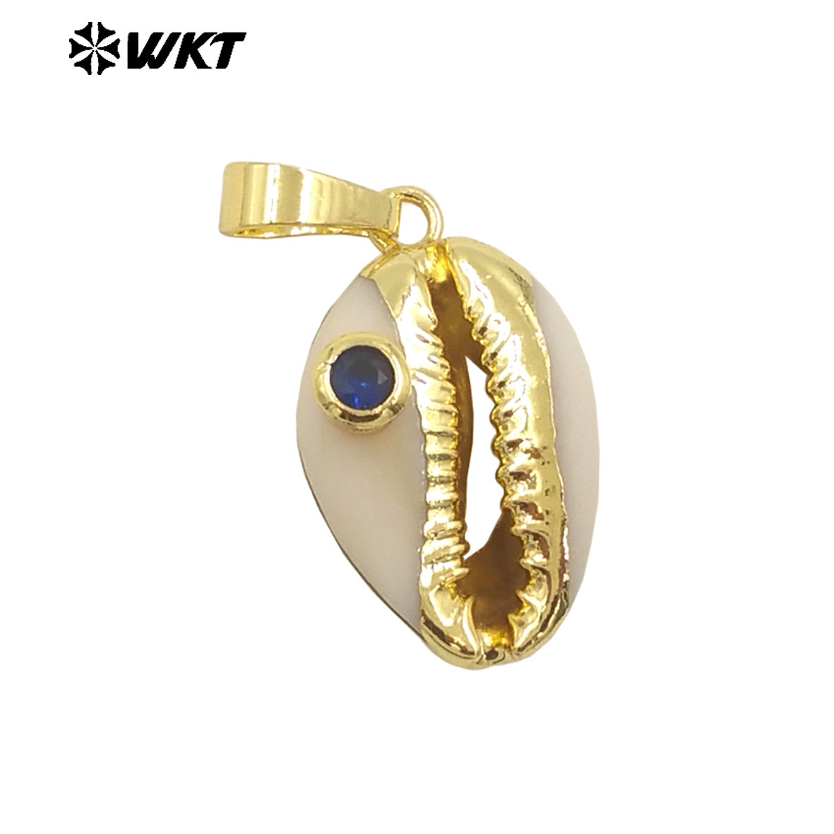 WT-JP141 Specially Designed Natural Cowrie Shell Pendant with Half Plating and Multiple Color Beads Natural Cowrie Pendant
