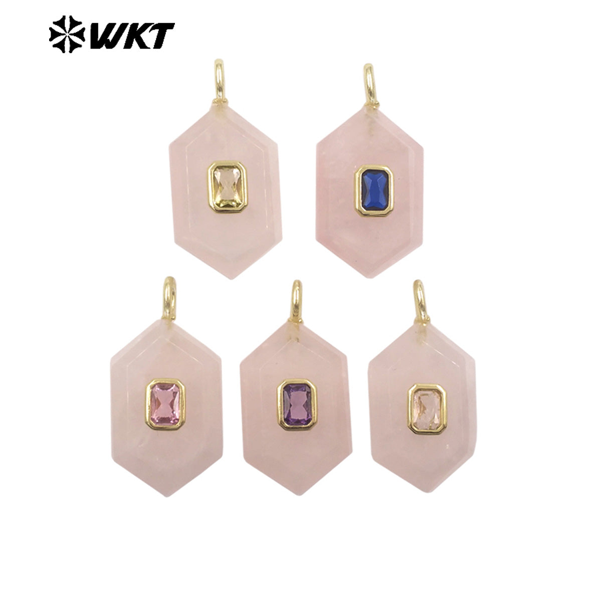 WT-P2083 New Arrival Zircon And Labradorite Various Natural Gemstones Geometric Shape Pendants For Handmade Earrings DIY