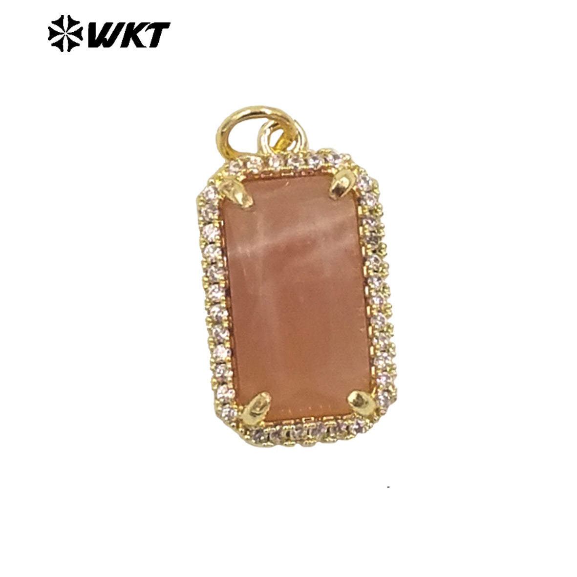 WT-P1973 Wholesale Fashion Gold Plated Cubic Zircon With Prong Setting Long Square Sun Stone Lady Jewelry Pendants