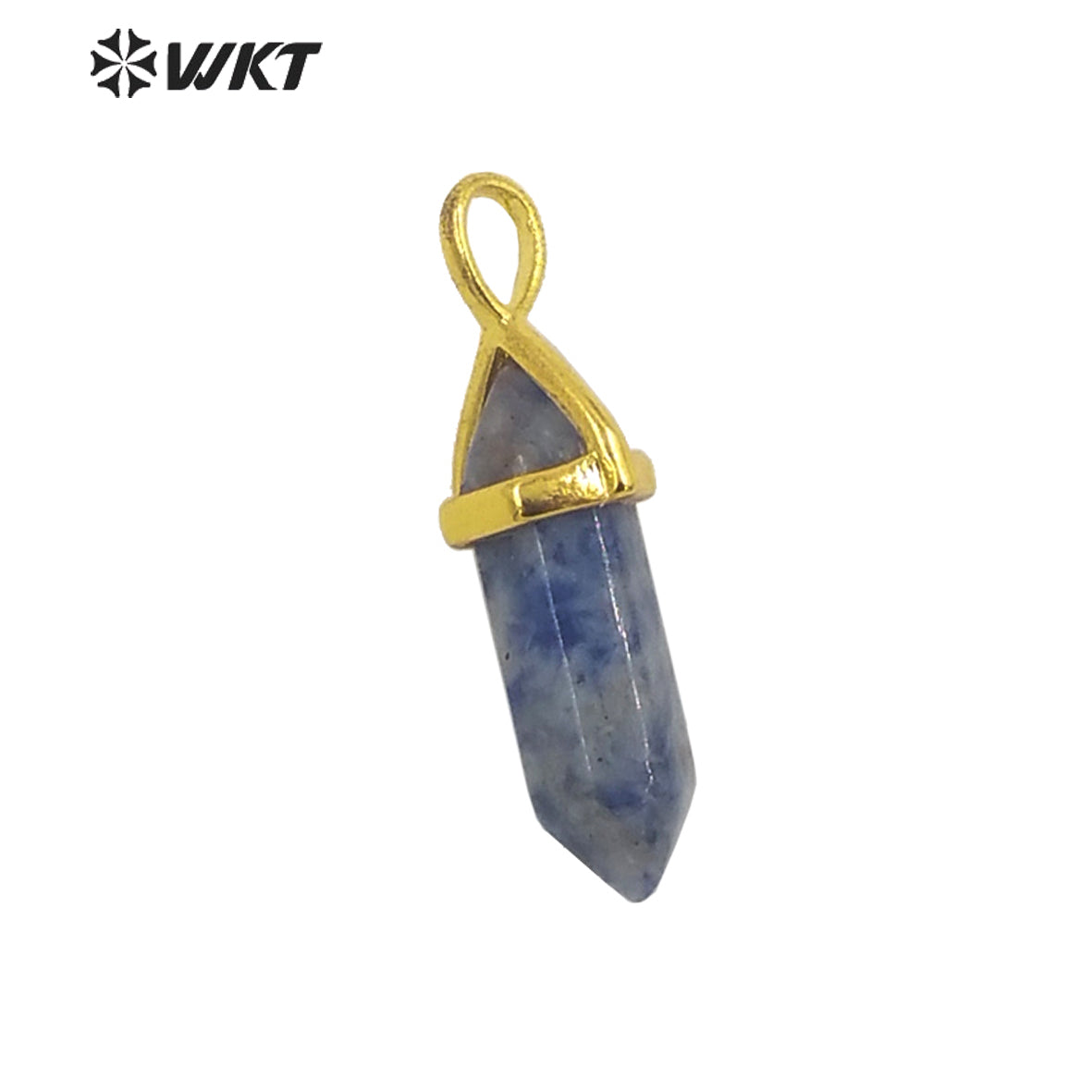 WT-P1864 Trendy Hot Spirit Quartz Double Point Bullet Pendant Gold Cap Natural Gemstone Hexagon Stone Jewelry Pendant