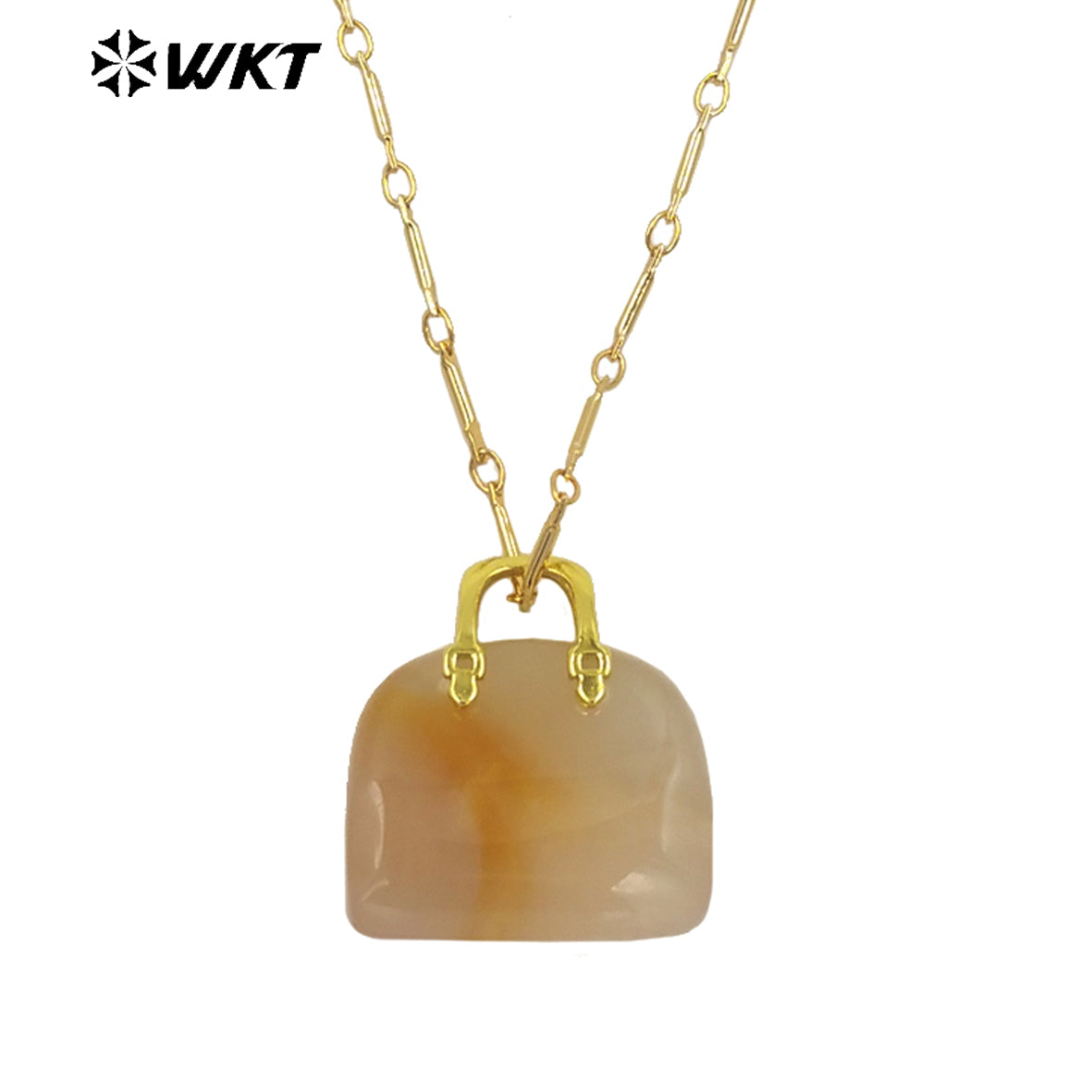 WT-N1362 Cute Handbag Shape Crystal Clear Natural Colored Gemstone Necklace Ladies Jewelry Necklace Gemstone Necklace