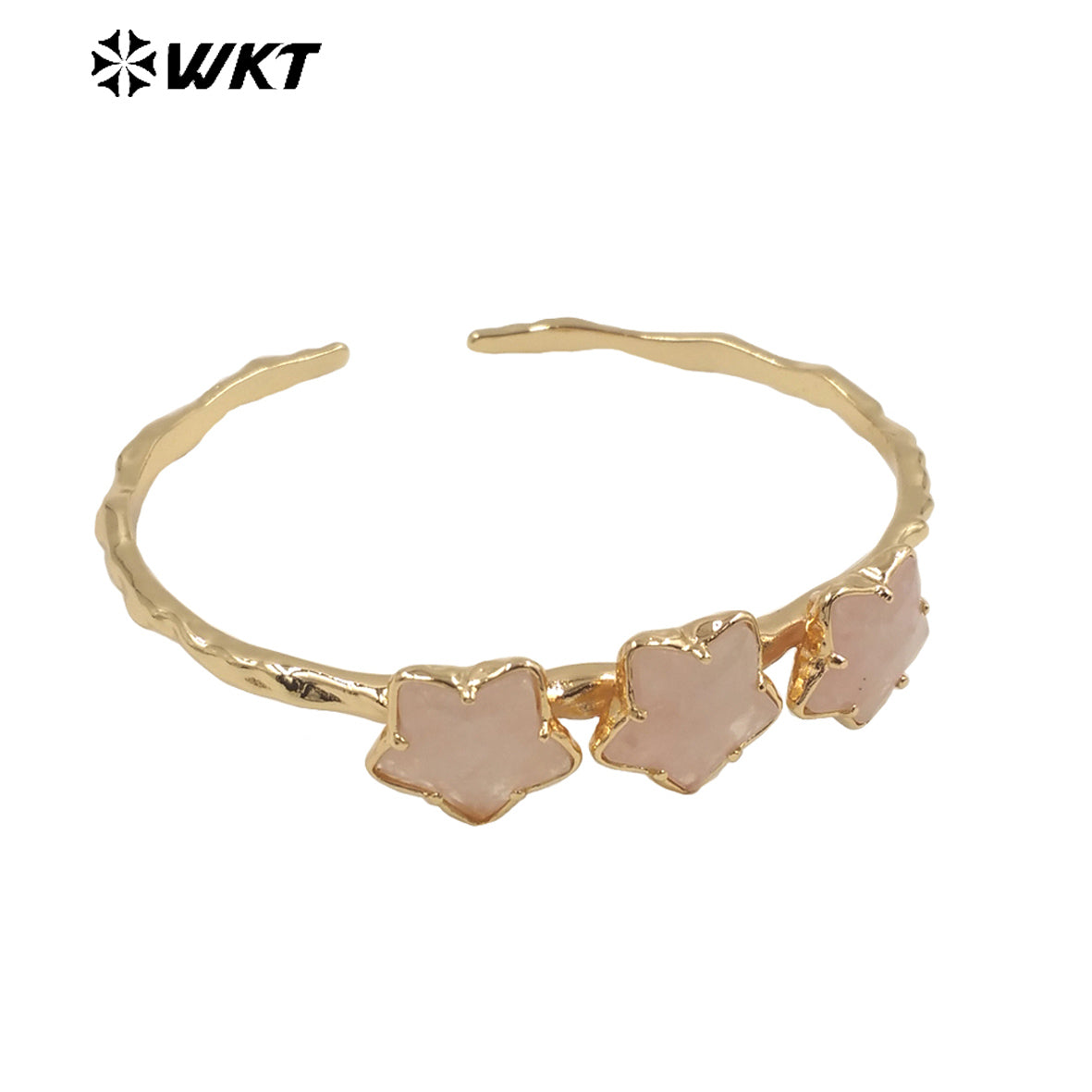 WT-B636 WKT Lovely Trendy Gift for Women Star C Shaped Lucky Bracelets C Shaped Natural Colorful Gemstone Opening Bracelets
