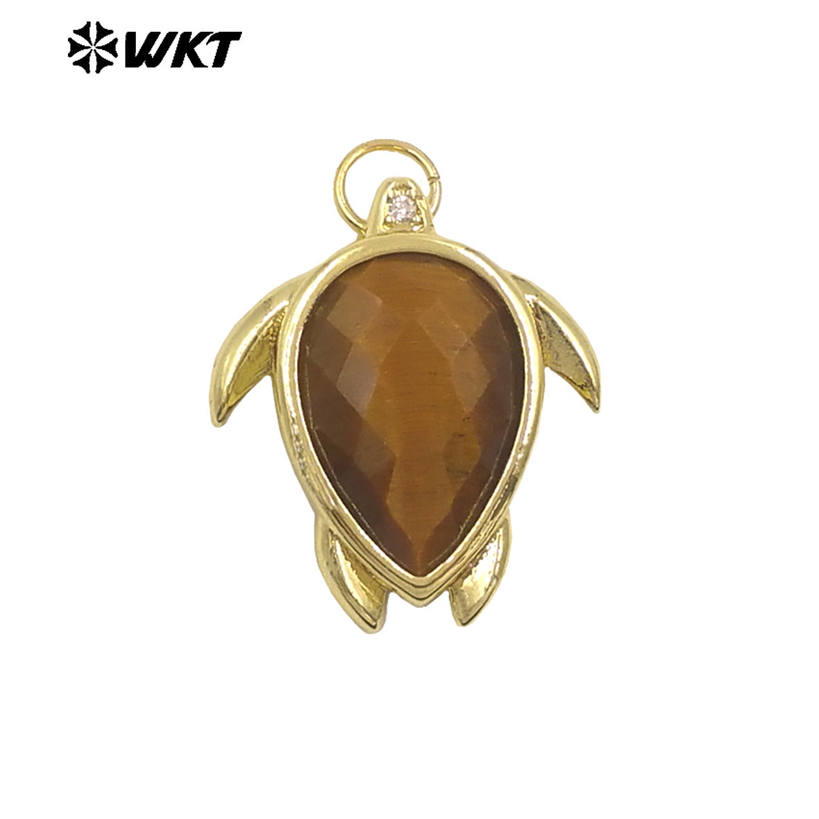 WT-P2015 Wholesale Exquisite Sea Turtles Shape Natural Gemstones Gold Plated Lovely Pendants For Ladies Jewelry Decoration