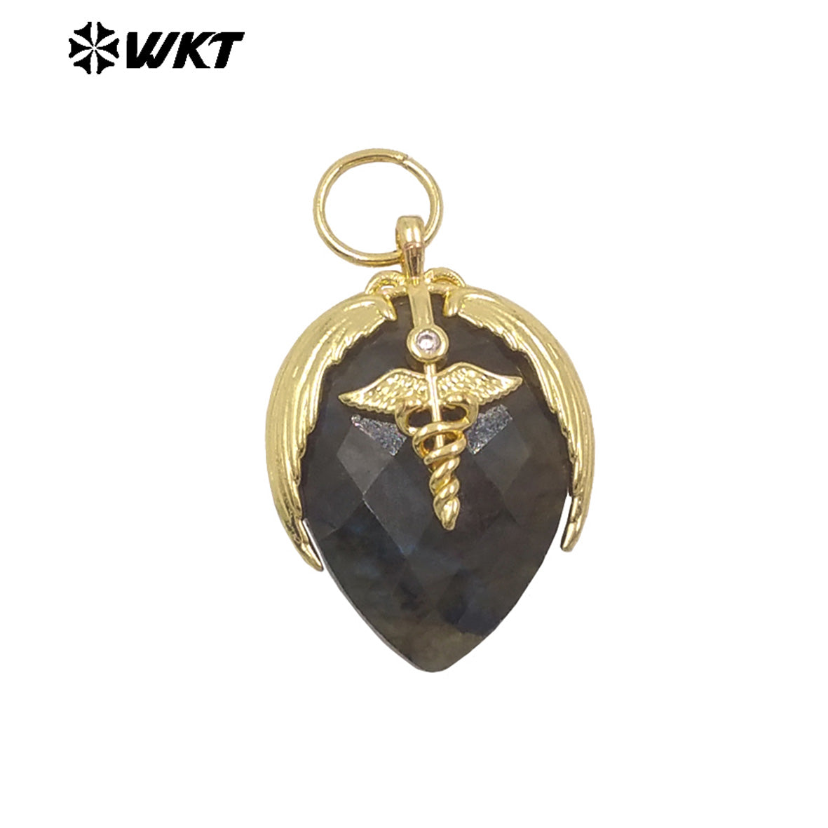 WT-P2014 Newest Fashion Style Strawberry Shape Gold Plated Natural Gemstones Little Pendant For Necklace Earrings Making