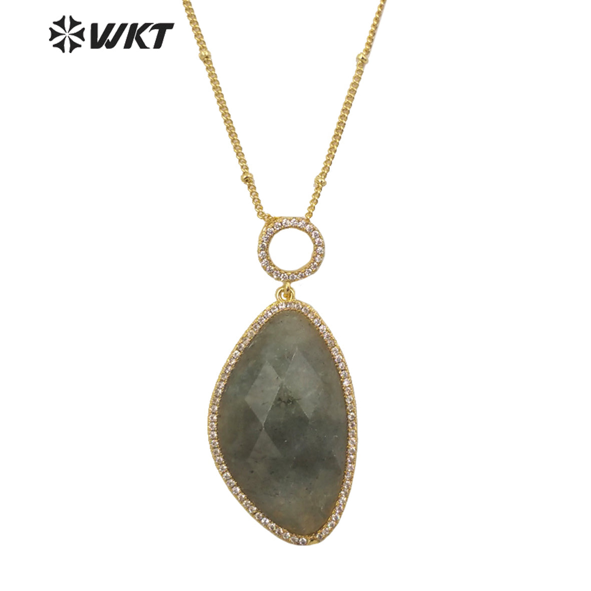 WT-N1350 WKT 2022 Fashion Jewelry Amethyst Amazonist Lapis Necklace Natural Micro Pave Pendant Necklace Made Stone