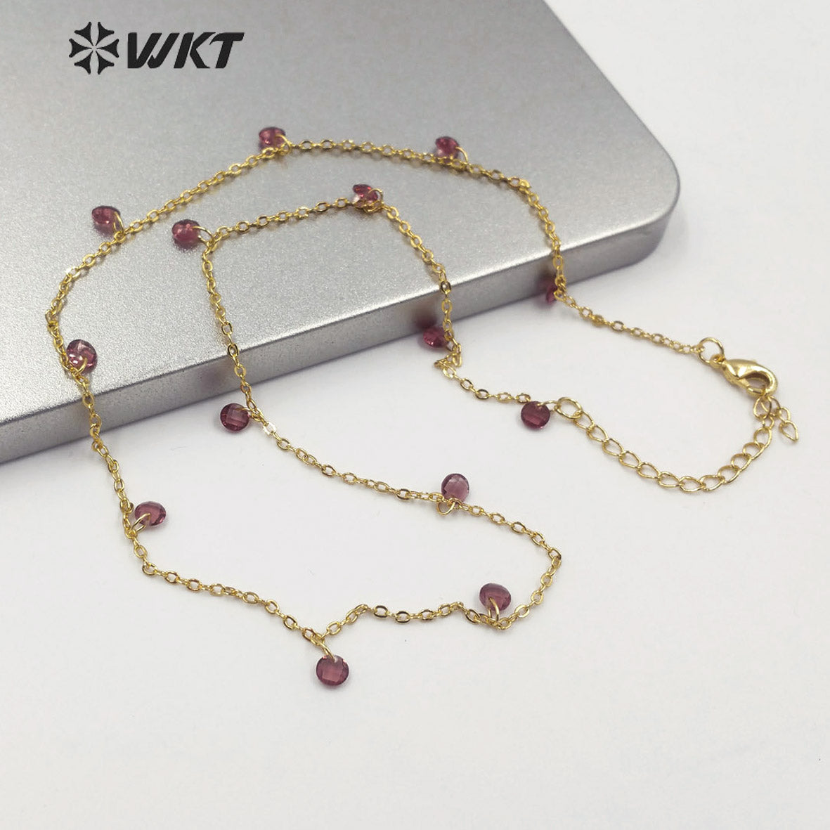 WT-N1203 Women Fashion 4mm Crystal Beads Necklace Hot Sale Jewelry New Arrival Crystal Beads Chain