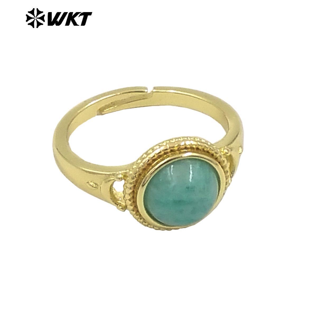 WT-R510 Wholesale Fashion Round Gemstone Made Charming 18k Gold Plated Adjustable Size Lady Stone Ring