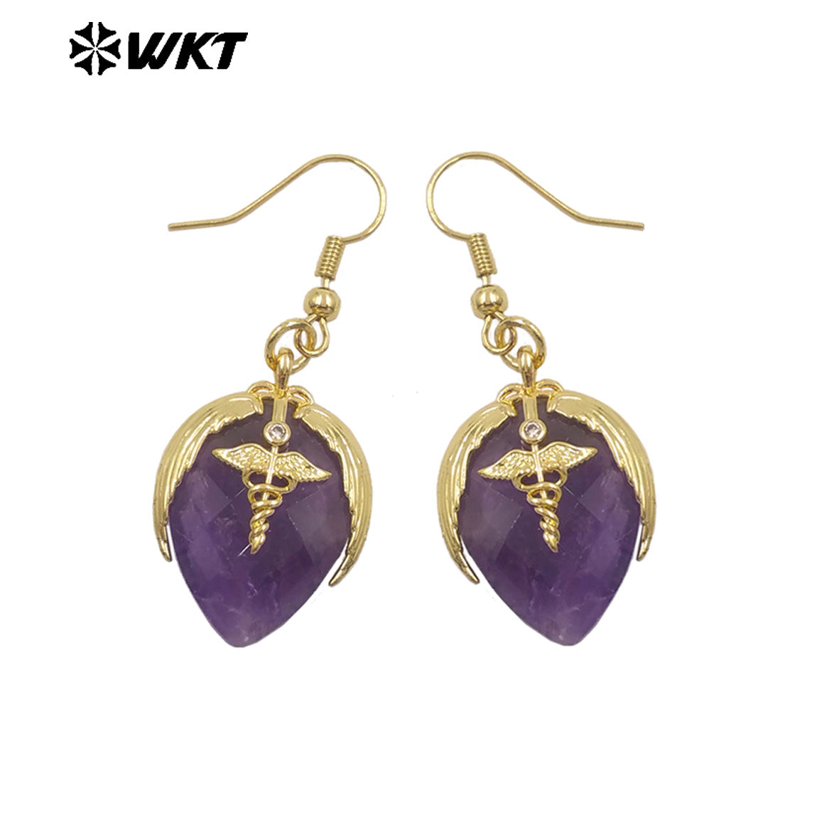 WT-E788 Exquisite Rose Quartz Multi Natural Gemstones Strawberry Shape Gold Plated Earrings For Women Lovely Jewelry Gift