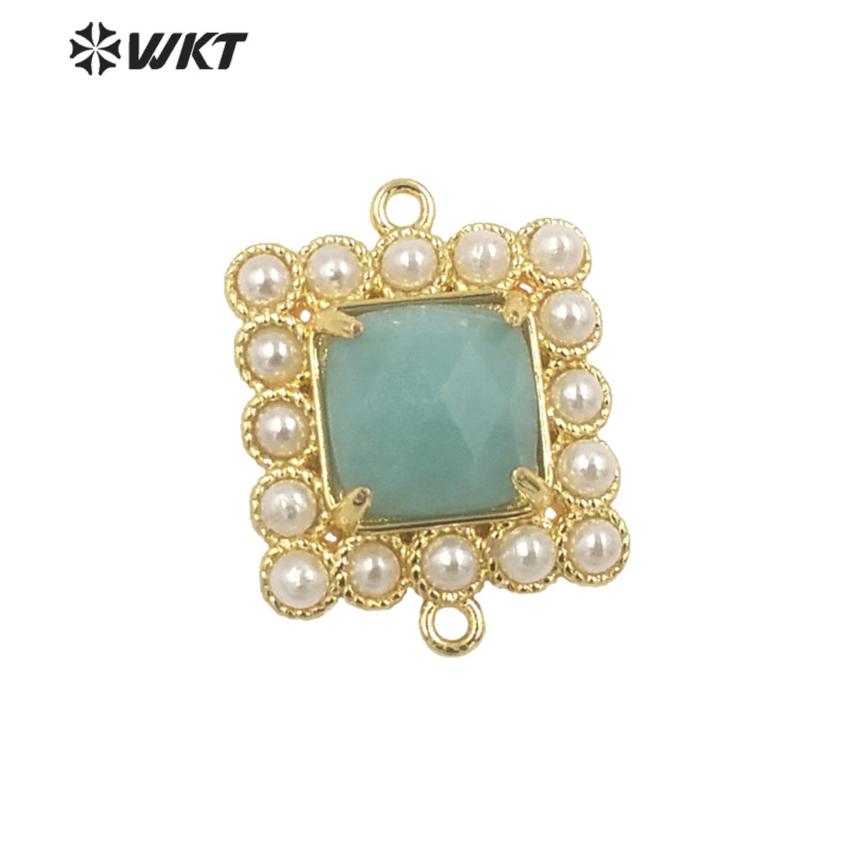 WT-PC004 Wholesale Fashion Gold Double Loops Natural Square Claw Setting Gemstone Connectors for DIY Jewelry Findings