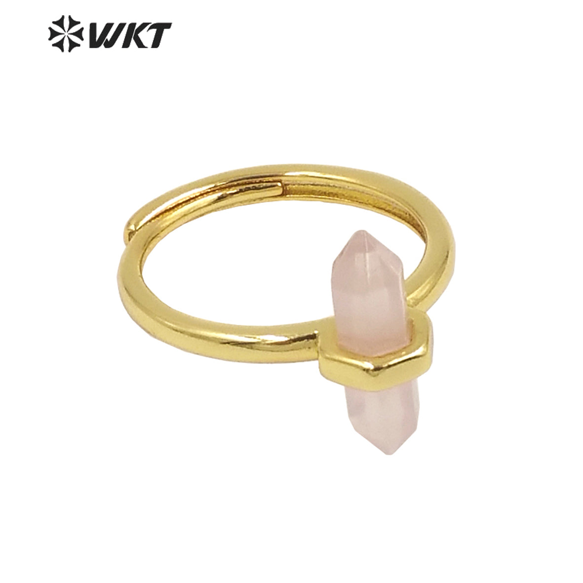 WT-R403 Natural Gemstone Amethyst Rose Quartz Crystal Quartz Pendant Hexagonal Delicate Pendant As Women Gifts Gemstone Ring