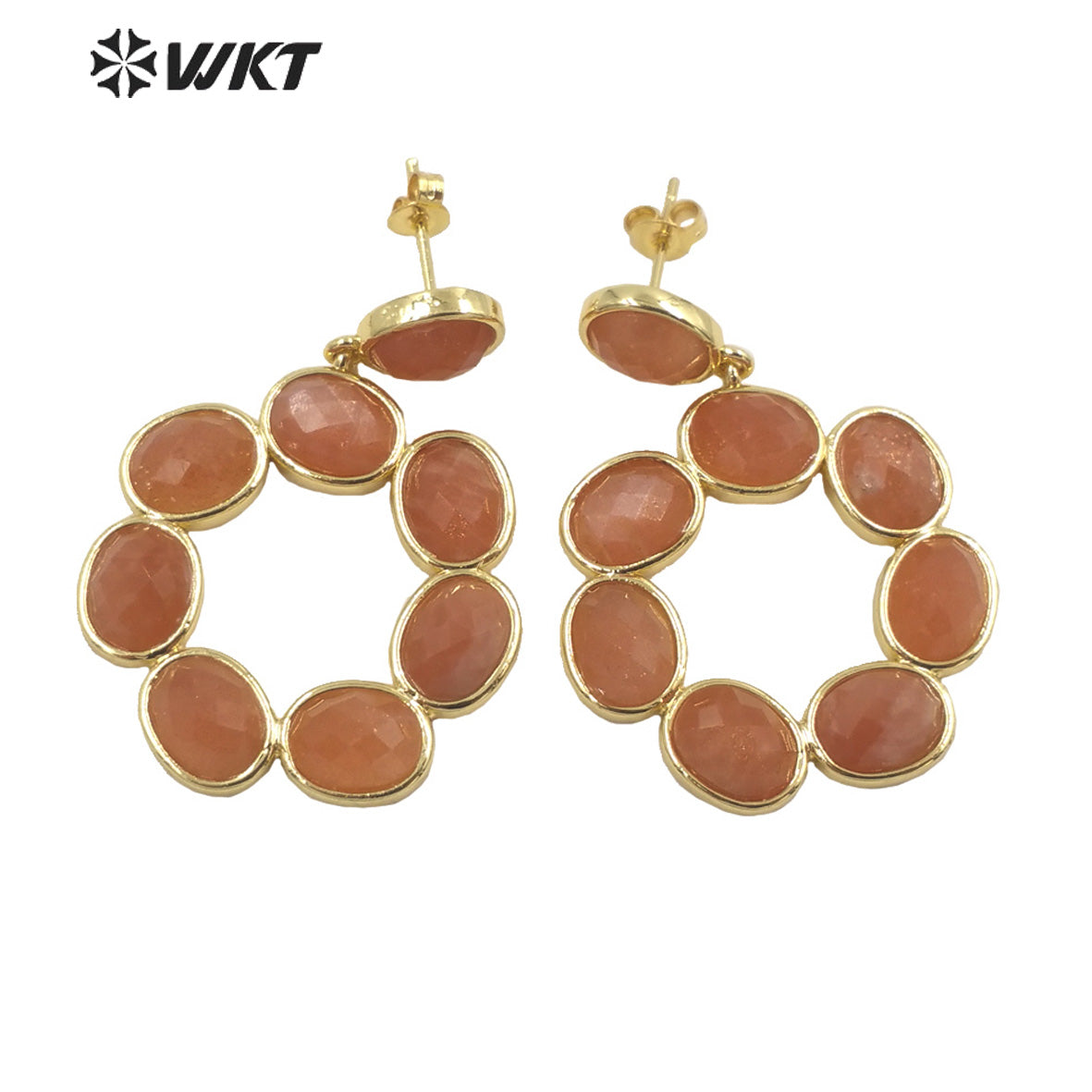 WT-E713 Newest Fashion Gold Natural Eight Stone Made Earrings Gorgeous Birthday Stone Earrings for Friend Gift
