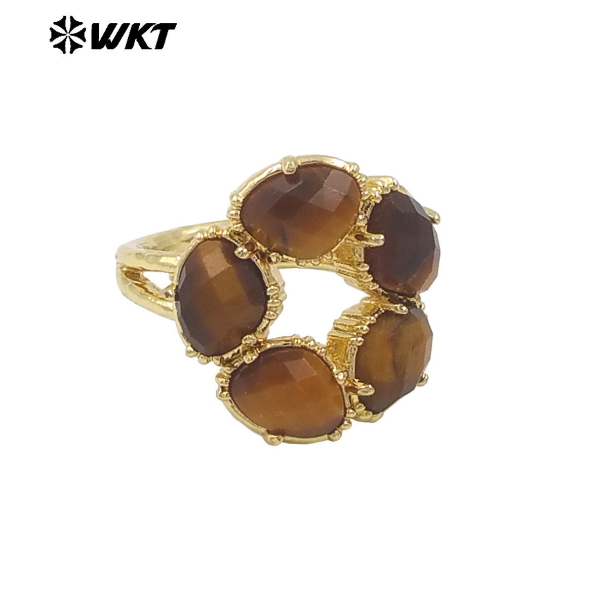 WT-R528 Wholesale New Colorful Gemstone Made Assemble Flower Stone Women Ring With Claw Setting for Anniversary