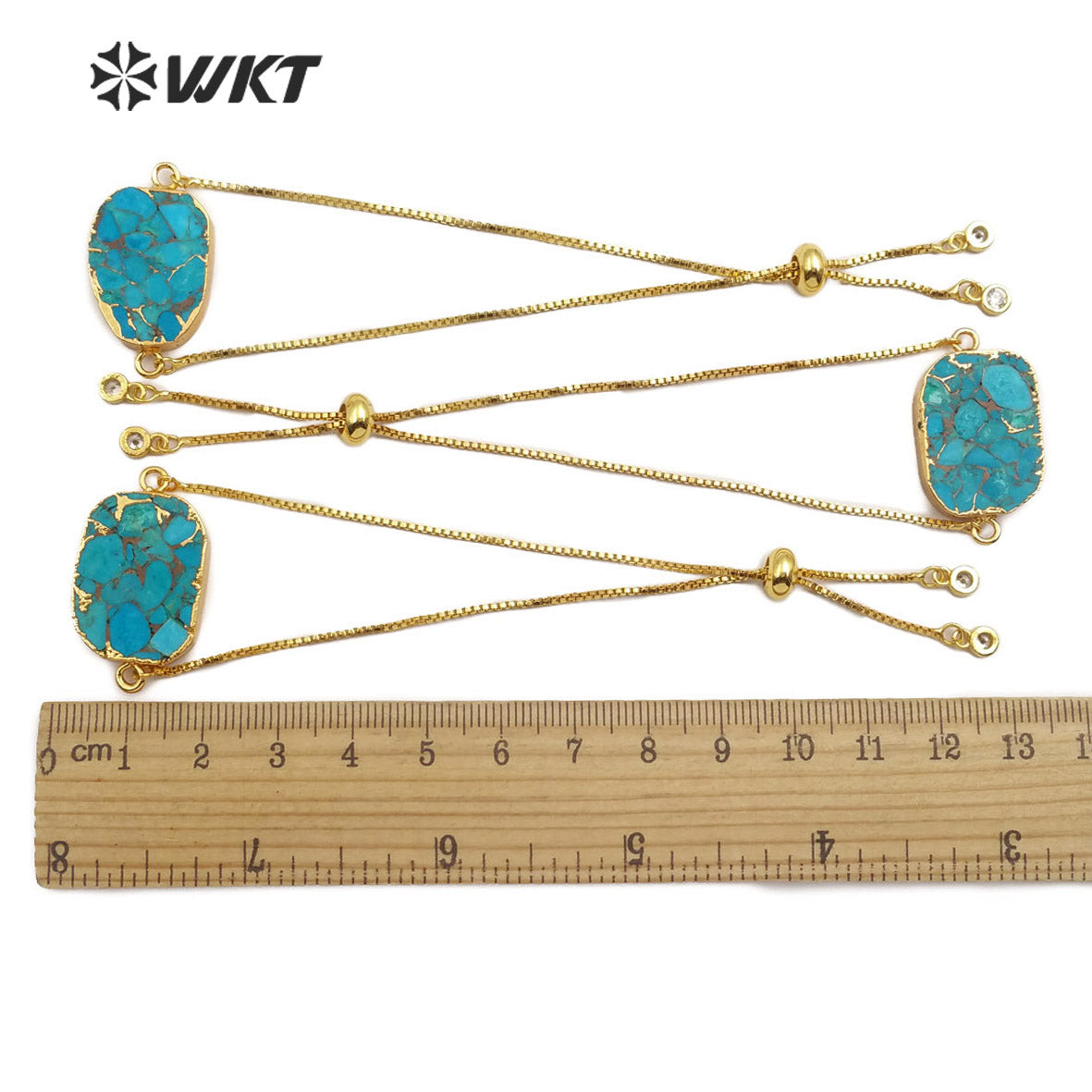 WT-B472 Natural Blue Vein Turquoises Bracelet Rectangle Shape Stones Women Bracelet Jewelry Adjustable Bracelet