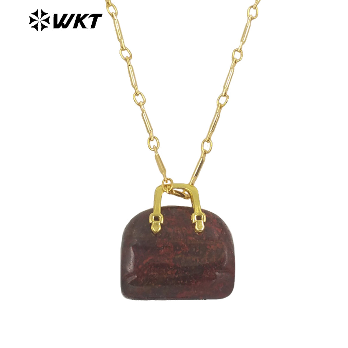 WT-N1362 Cute Handbag Shape Crystal Clear Natural Colored Gemstone Necklace Ladies Jewelry Necklace Gemstone Necklace