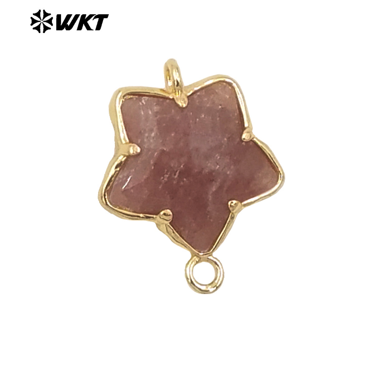 WT-C327 Wholesale New Small Stone Carved Star Connectors 18K Gold Plated Claw Setting Lovely Double Loops Findings