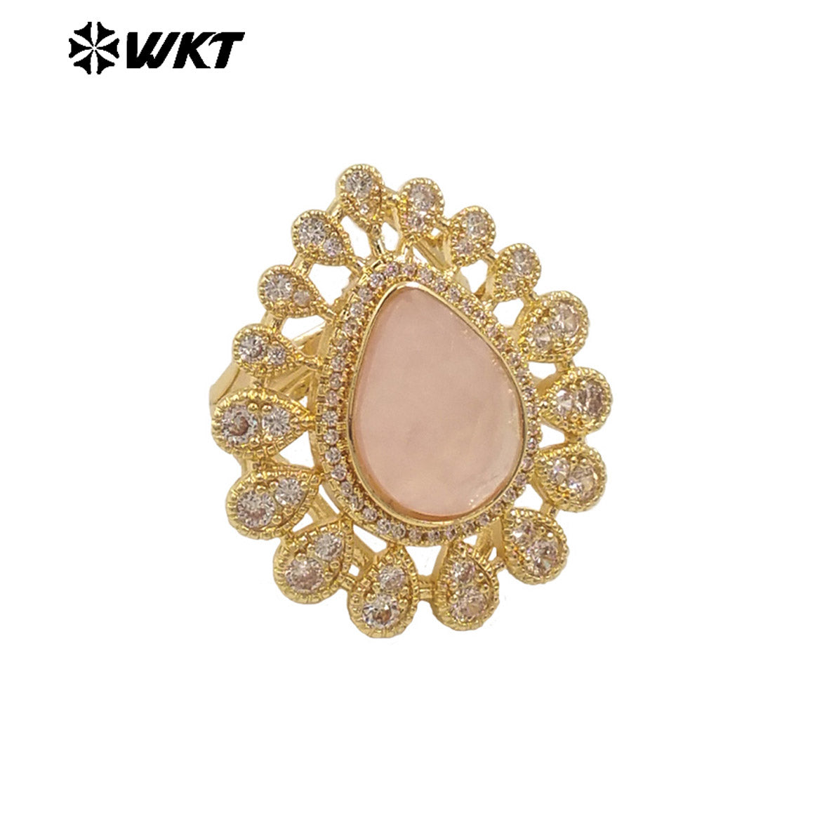 WT-MR029 Wholesale Amazing New European Delicate Micro Pave Cubic Zircon Setting Drop Stone Gold Plated Women Ring