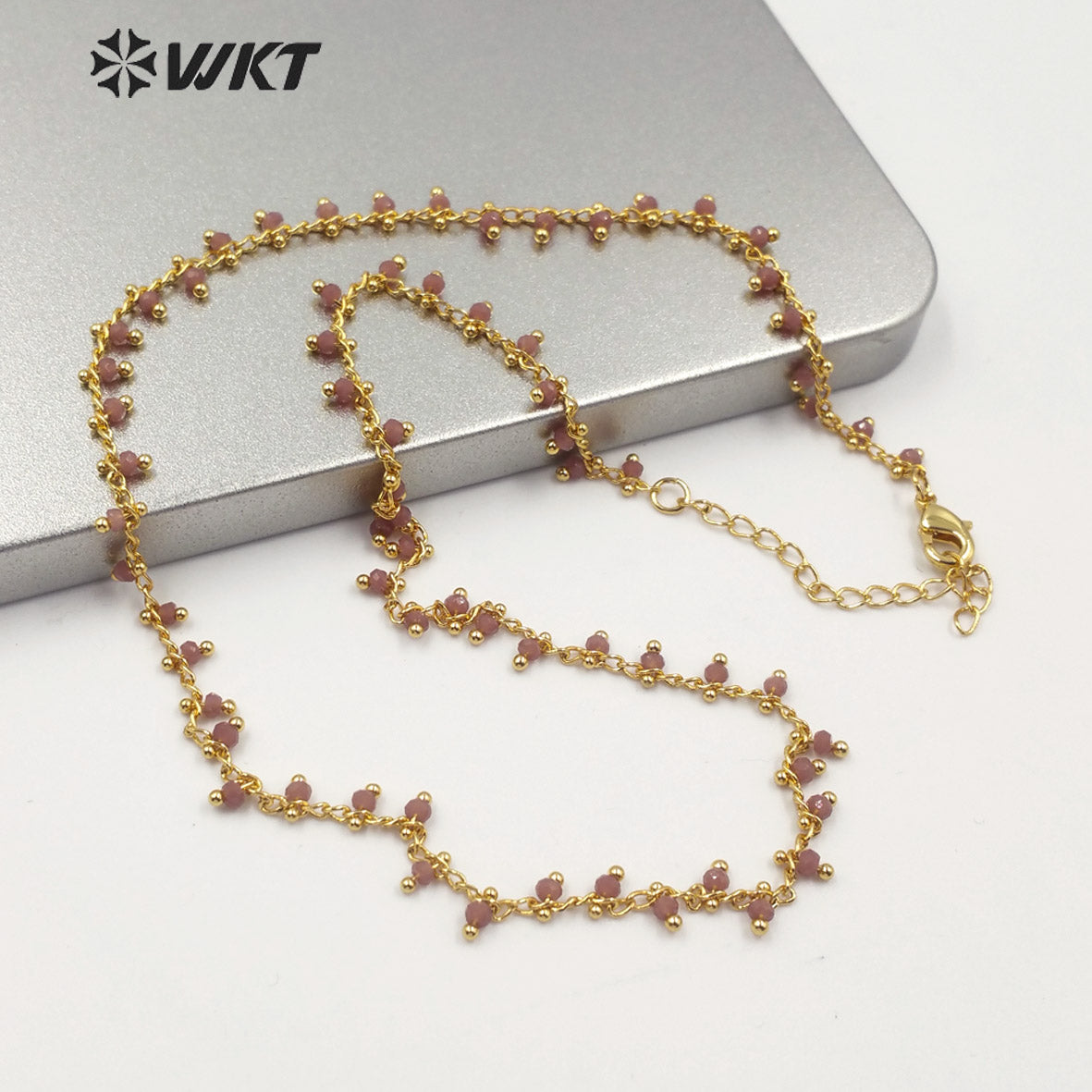 WT-N1202 Hot Sales Crystal Beads Chain Fashion Jewelry Rosary Beads Chain 3mm New Arrival Crystal Beads Necklace