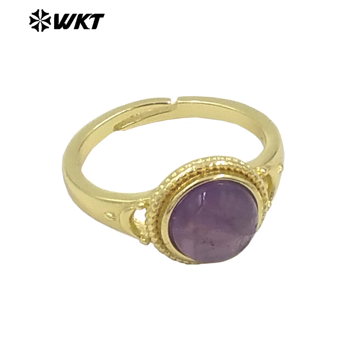 WT-R510 Wholesale Fashion Round Gemstone Made Charming 18k Gold Plated Adjustable Size Lady Stone Ring