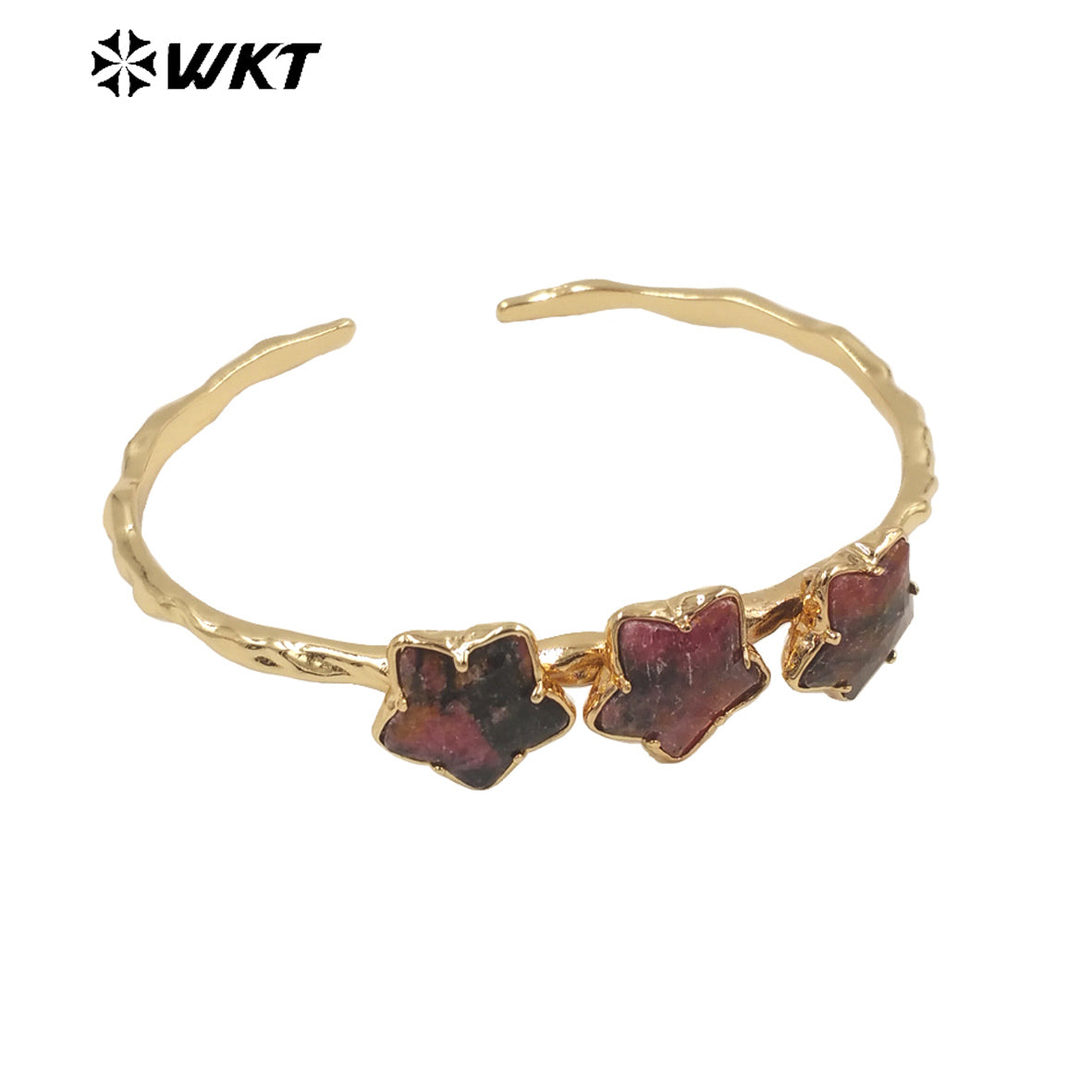 WT-B636 WKT Lovely Trendy Gift for Women Star C Shaped Lucky Bracelets C Shaped Natural Colorful Gemstone Opening Bracelets