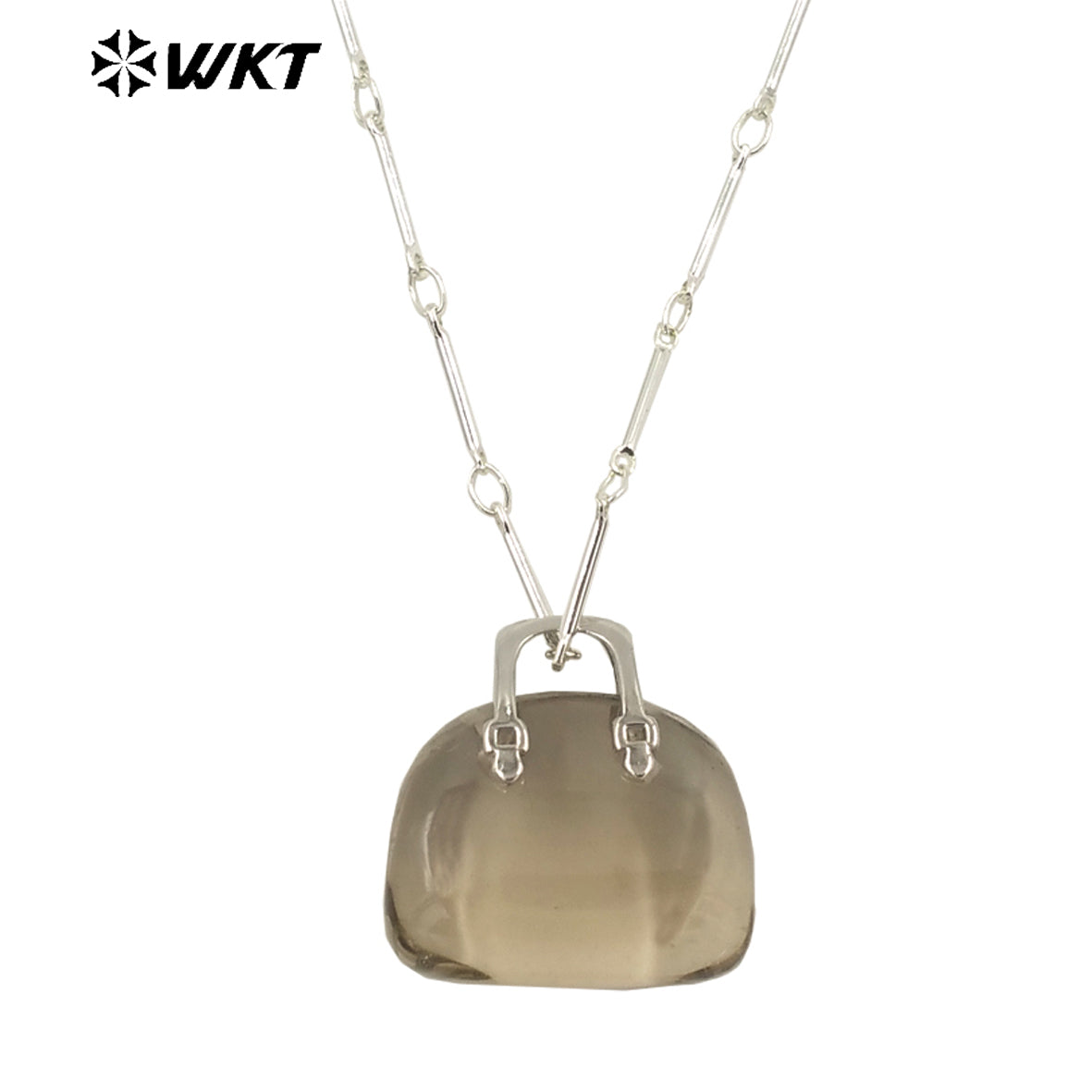 WT-N1362 Cute Handbag Shape Crystal Clear Natural Colored Gemstone Necklace Ladies Jewelry Necklace Gemstone Necklace