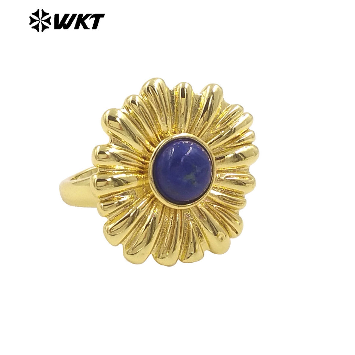 WT-R532 Newest Design Romantic Delicate 18K Real Gold Plated Metal With Natural Round Stone Setting Women Party Rings