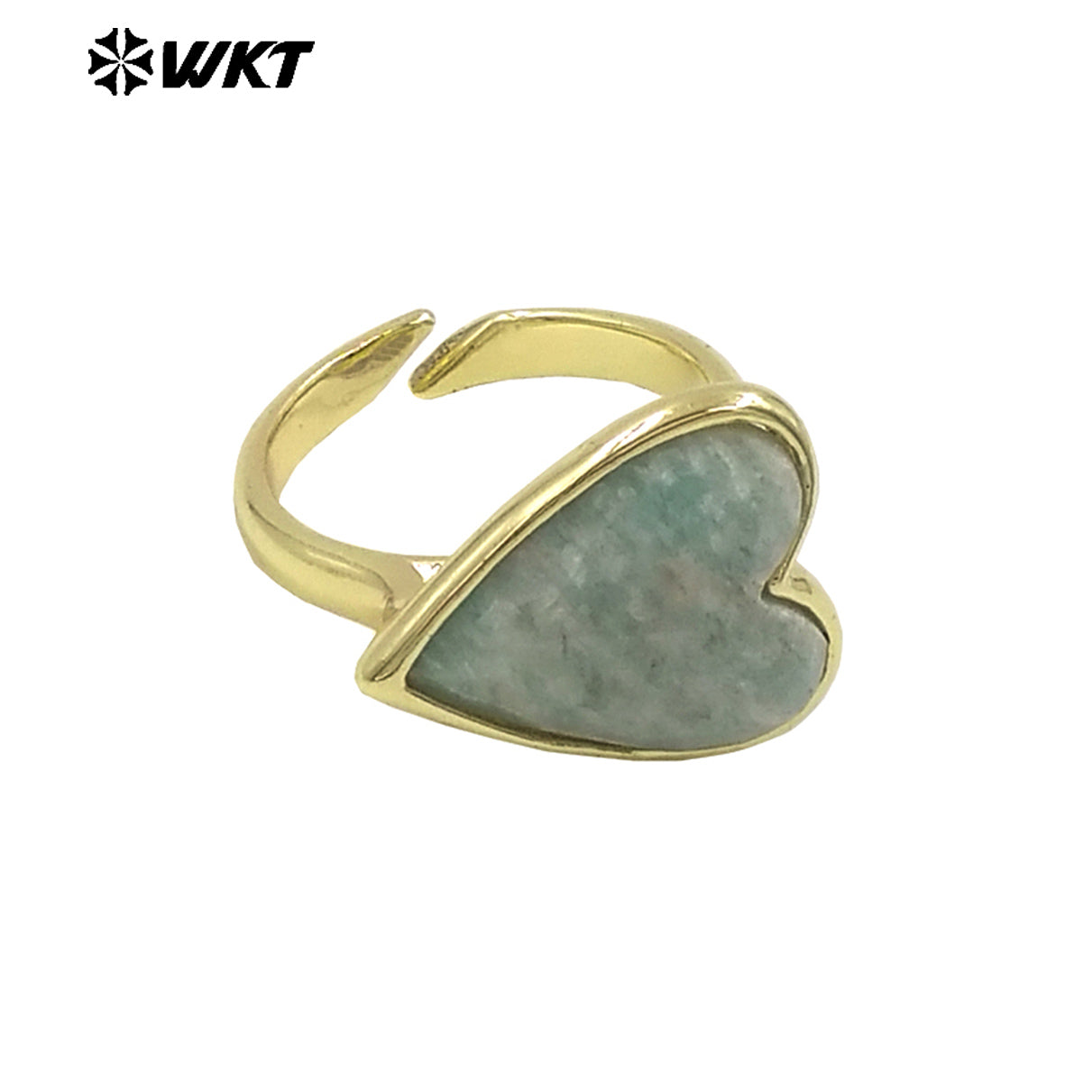 WT-R559 New Romantic 18K Gold Plated Heart Shape Natural Gemstone Adjustable Couple Ring for Girlfriend As Valentine's Day Gift
