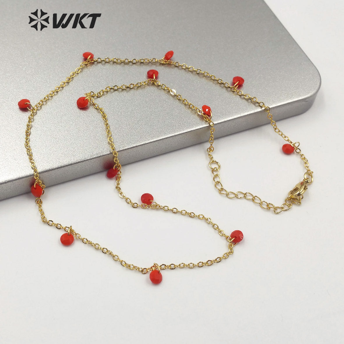 WT-N1203 Women Fashion 4mm Crystal Beads Necklace Hot Sale Jewelry New Arrival Crystal Beads Chain