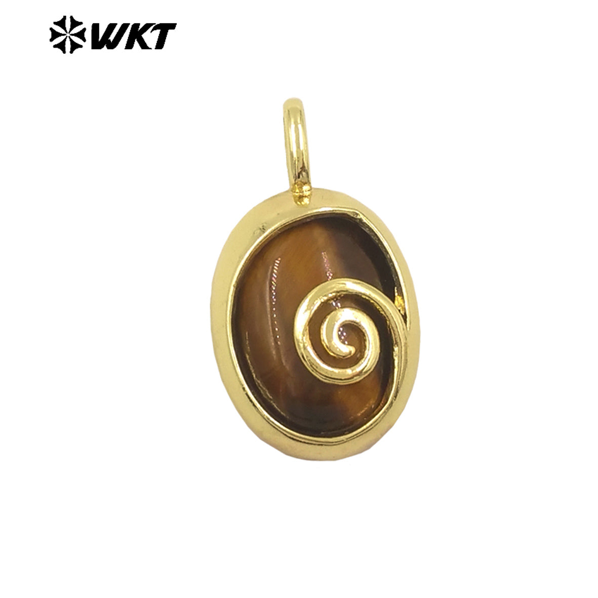 WT-P1992 Newest Design Small Oval Rotation Metal With Natural Gemstone Charms for Jewelry Match