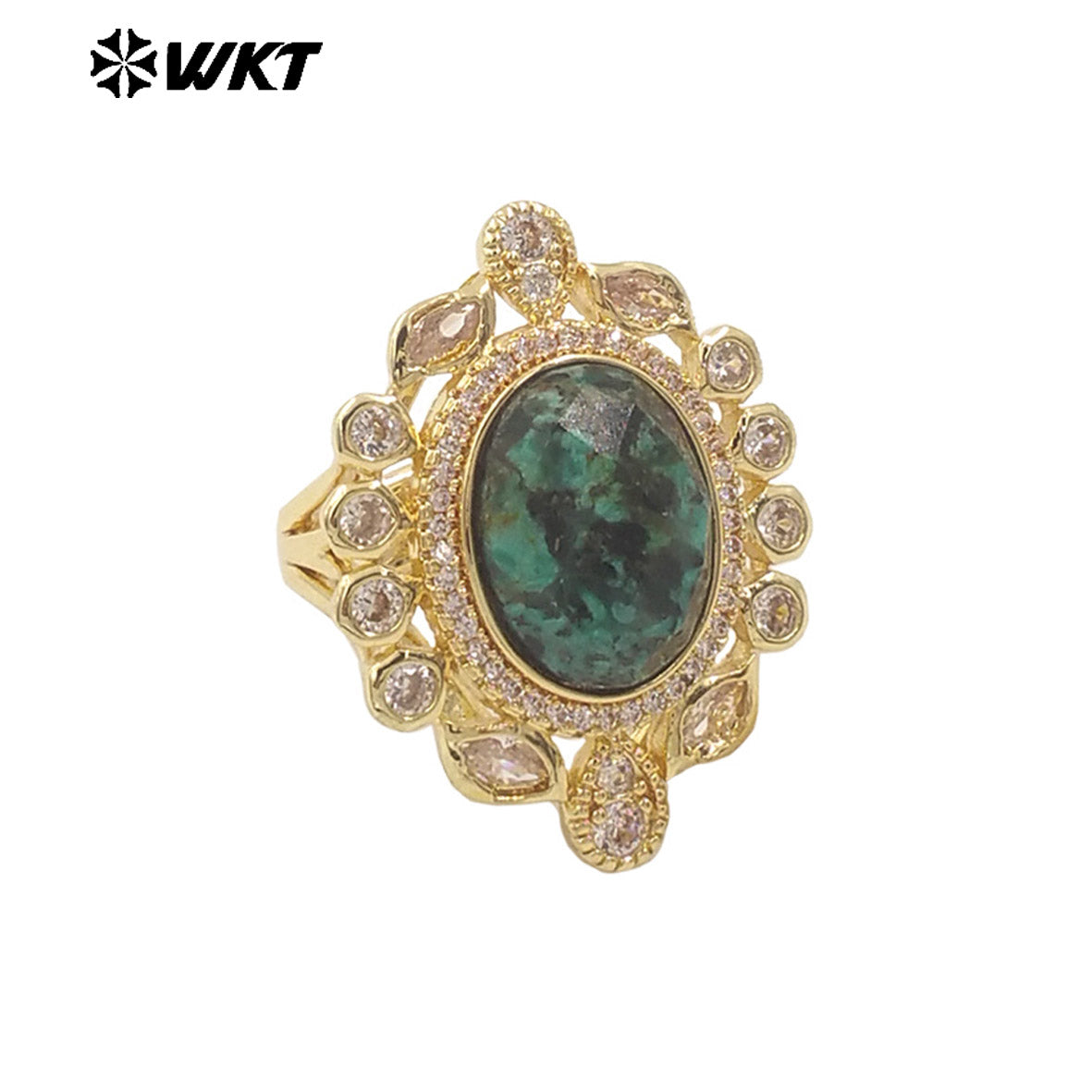 WT-MR028 Newest Summer Design Fashionable Royal Court Style Precious Women Adjustable Natural Stone Zircon Wedding Ring