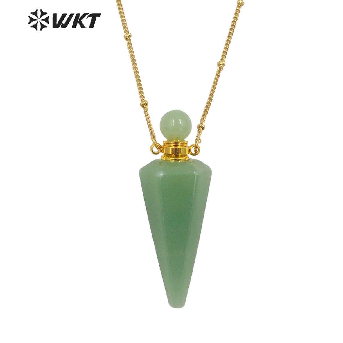 WT-N1407 Amazing Big Long Bullet Shape Natural Gemstone Made Perfume Bottle Necklace Women Essencial Oil Bottle Necklace