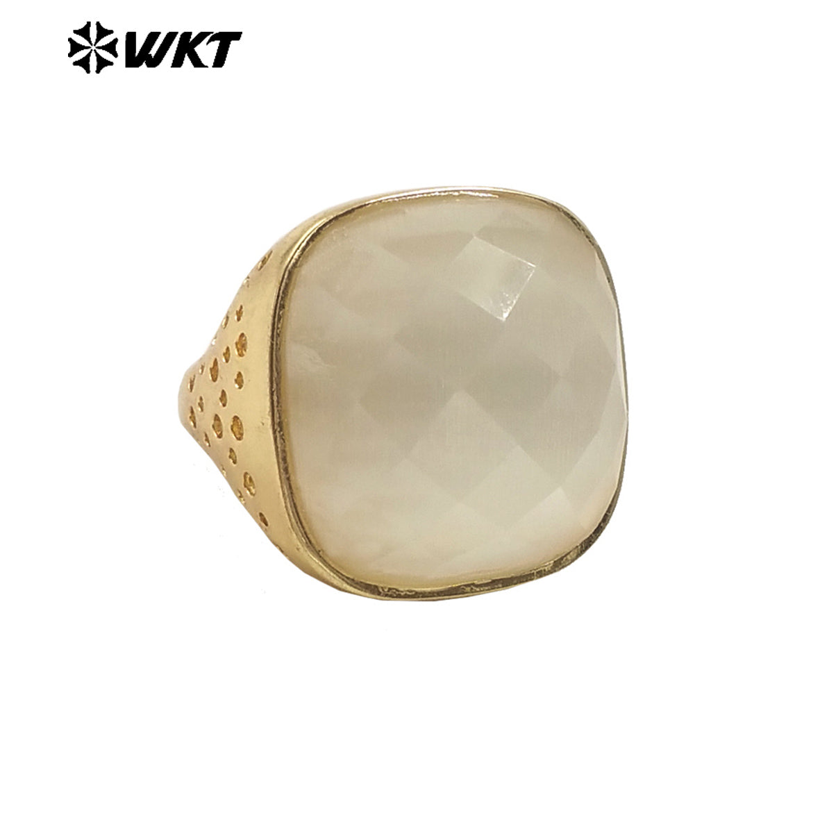 WT-R517 Wholesale Newest Spring Design Colorful Faceted Cat Eye Stone Square Unisex Ring for Party Jewelry