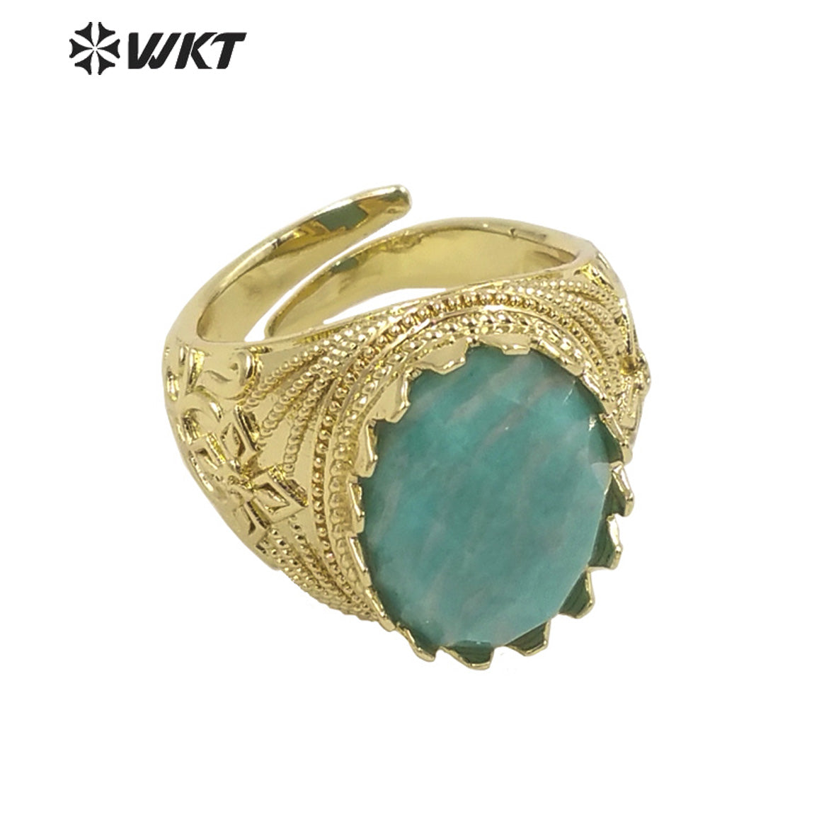 WT-R456 Wholesale Newest Spring Design 18k Gold Plated Oval Natural Stone Ring Gold Bezel Setting Europe Popular Jewelry Ring