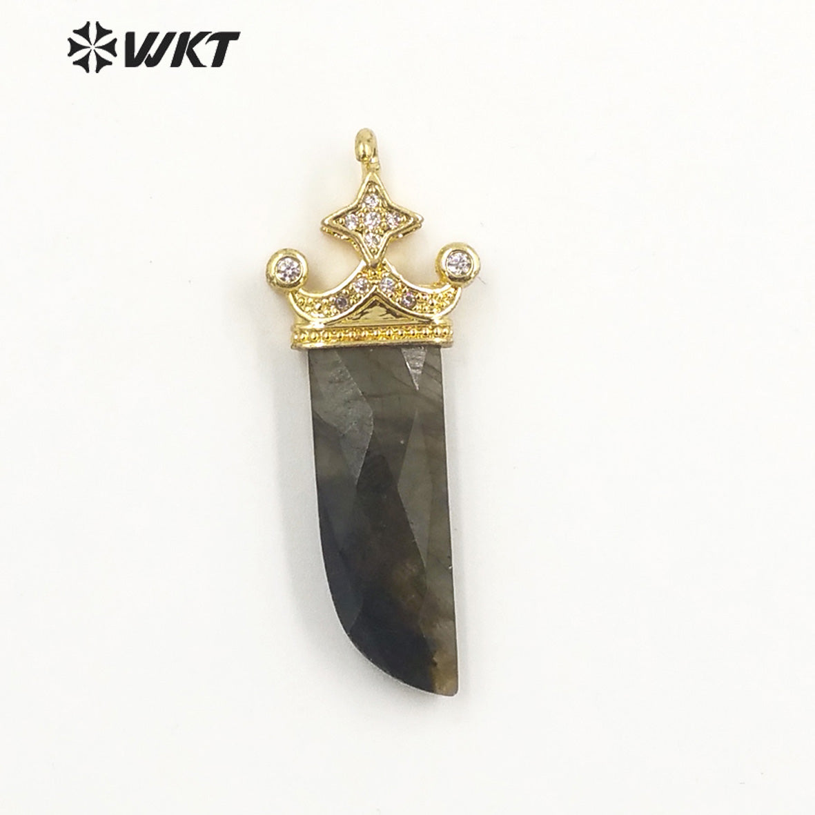WT-MP263 Newest Vintage Style Charming Cubic Zircon Stone for Bracelet Design Knife Shaped Gemstone Pendant