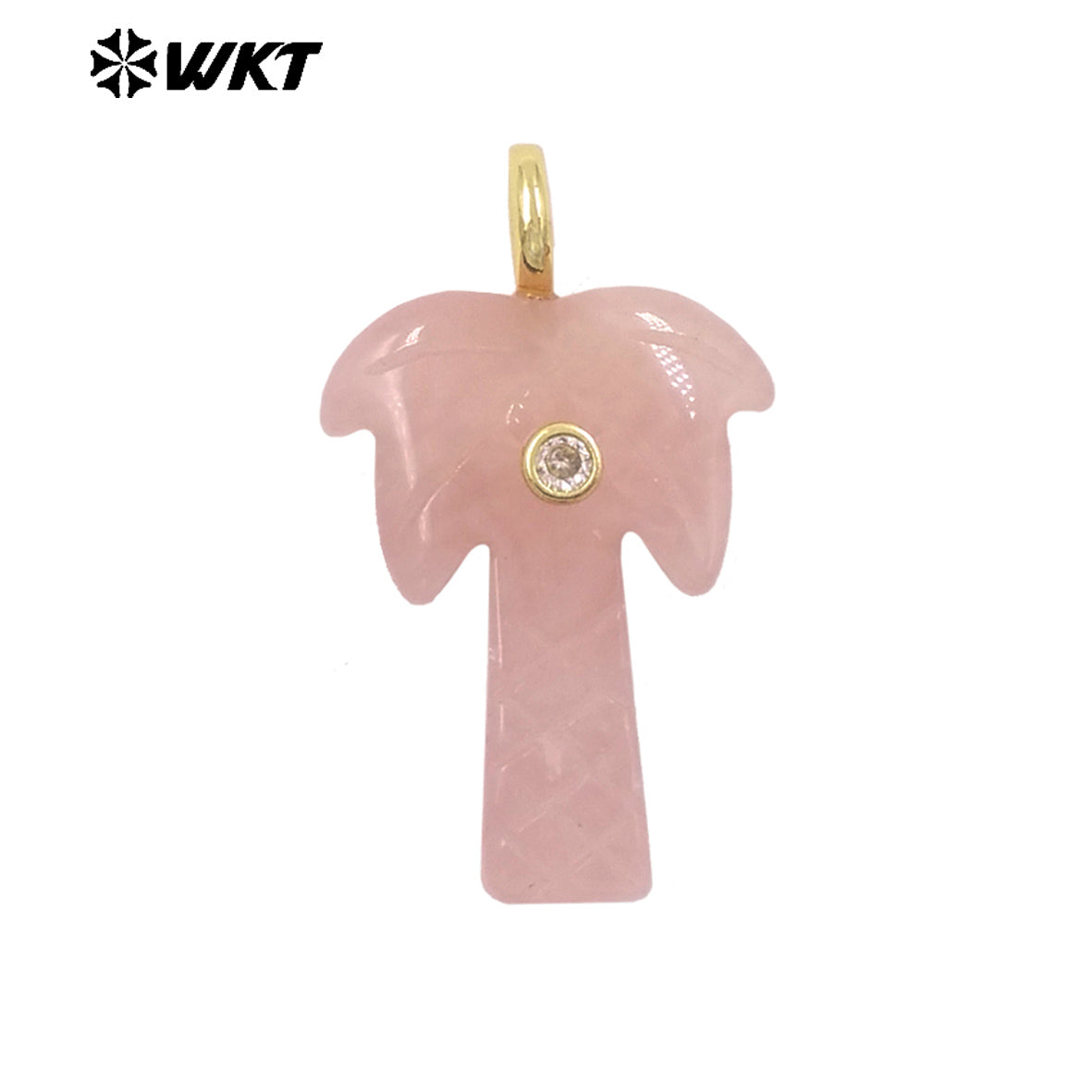 WT-P2109 Exquisite Design Zircon And Natural Gemstones Carved Coconut Trees Shape Pendants As Women Fashion Jewelry Accessory