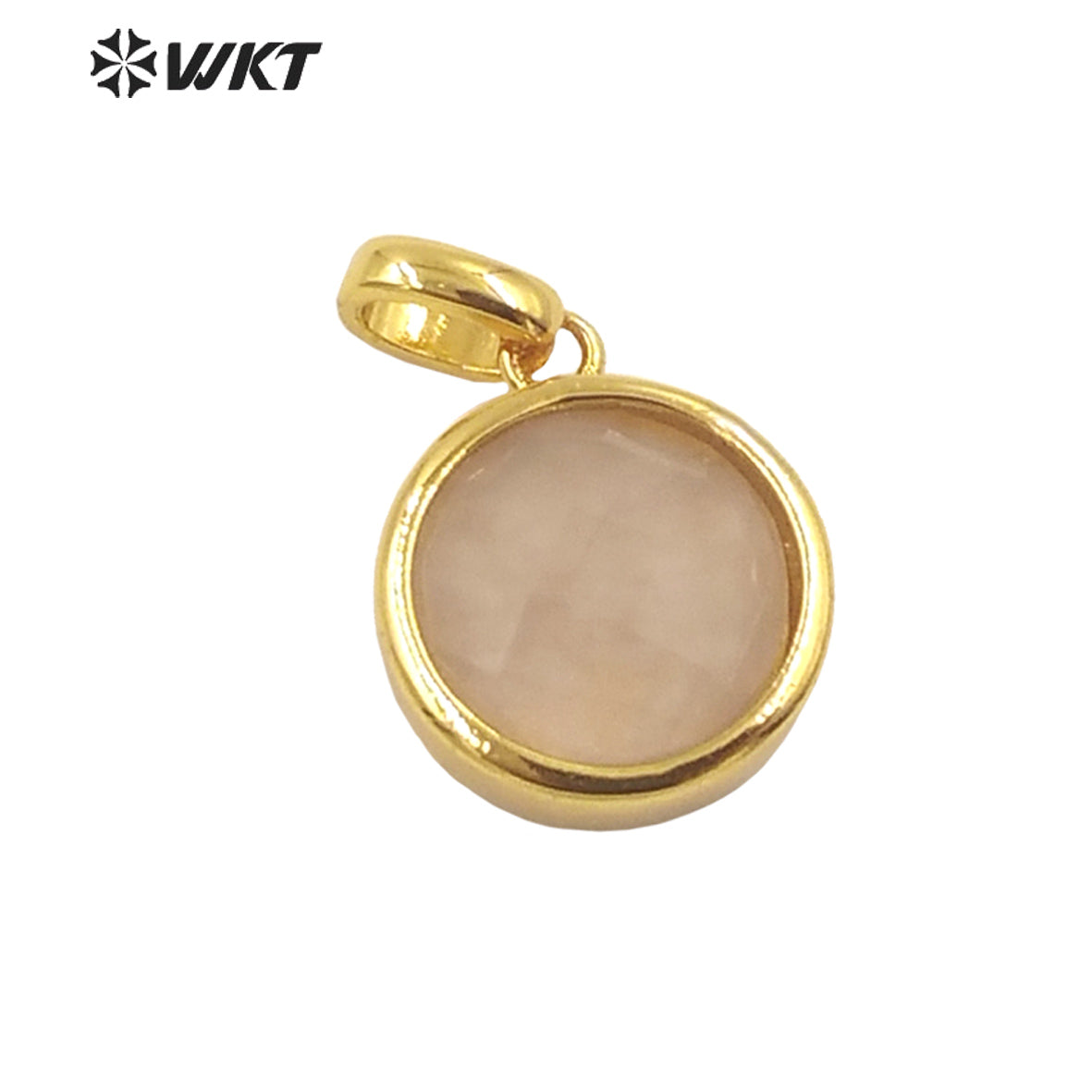 WT-P1838 Delicate Gold Bezel Tiny Round Faceted Stone Charms Pendant for Jewelry Necklace Europe Popular Pendant Design