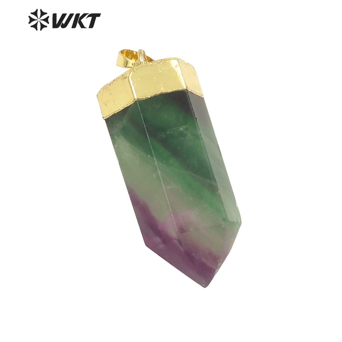 WT-P1710 Amazing Gold Top Natural Gemstone Hexagon Spirit Quartz Healing Stone Pendant Women Jewelry Design Necklace Pendant