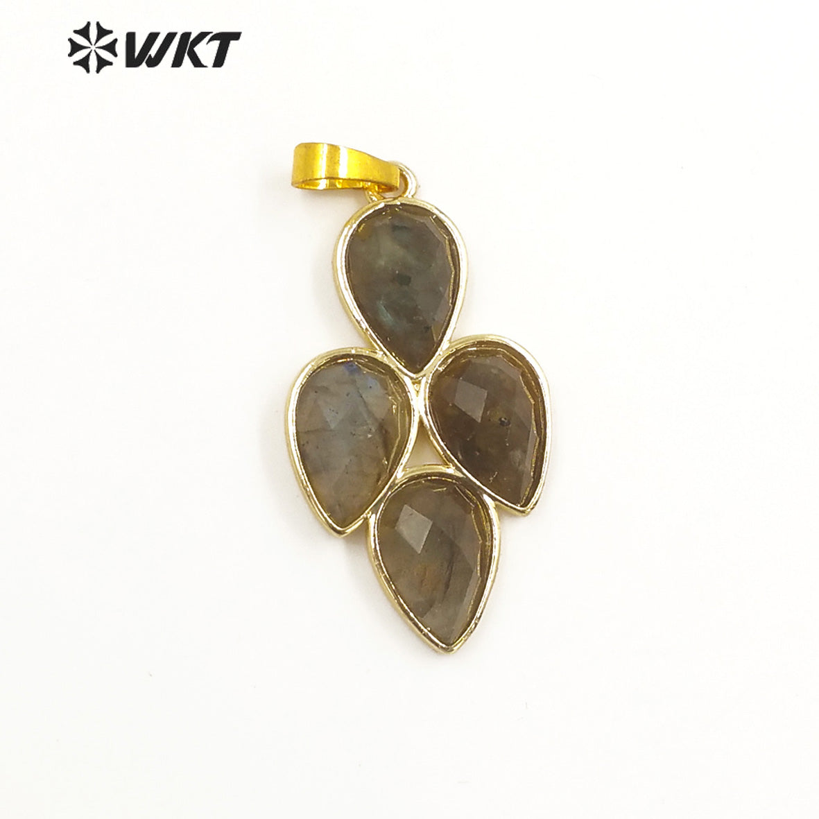 WT-P1922 Fashion Design Trendy New Precious Leaf Shaped Colorful Stone Oval Amazonite Amethyst Gemstone Pendants
