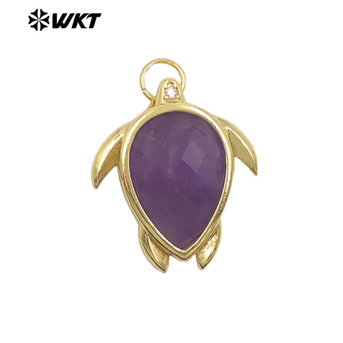 WT-P2015 Wholesale Exquisite Sea Turtles Shape Natural Gemstones Gold Plated Lovely Pendants For Ladies Jewelry Decoration