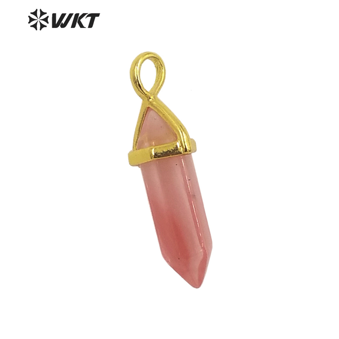 WT-P1864 Trendy Hot Spirit Quartz Double Point Bullet Pendant Gold Cap Natural Gemstone Hexagon Stone Jewelry Pendant