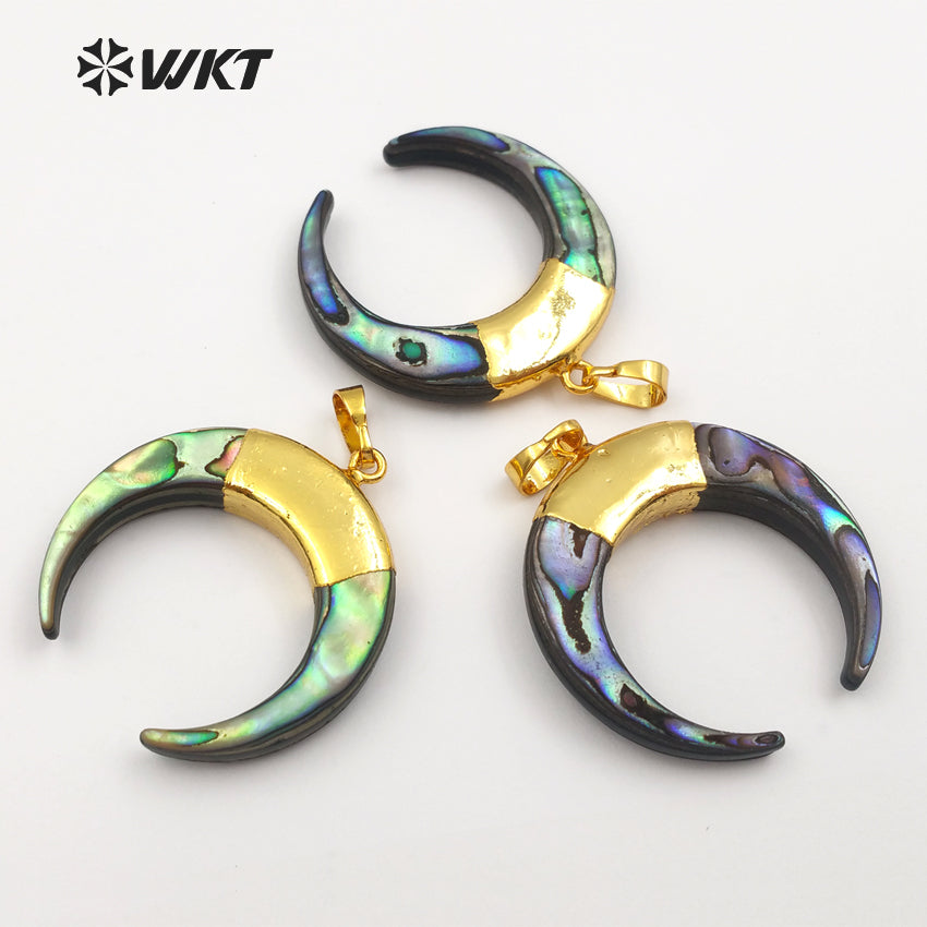 WT-JP040 Circular Shape Pendant Electroplated Gold Color Necklace Pendant Mix Color Pendant for Women