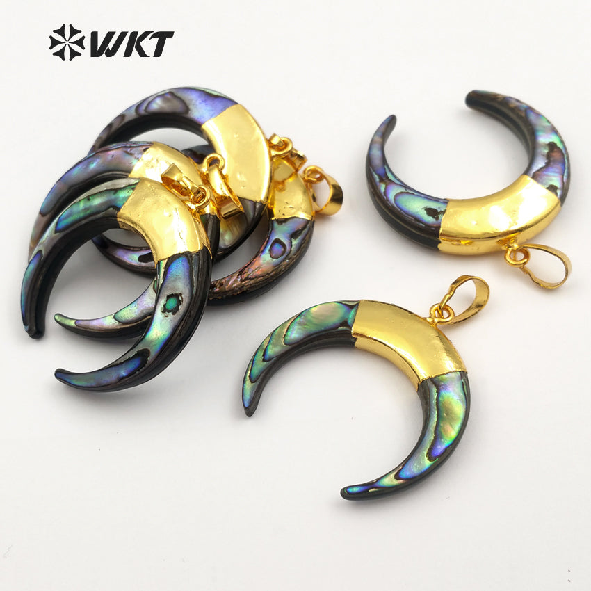 WT-JP040 Circular Shape Pendant Electroplated Gold Color Necklace Pendant Mix Color Pendant for Women