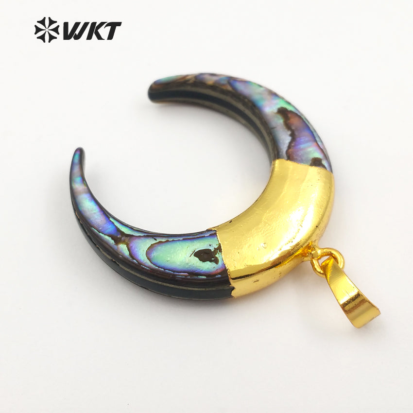 WT-JP040 Circular Shape Pendant Electroplated Gold Color Necklace Pendant Mix Color Pendant for Women