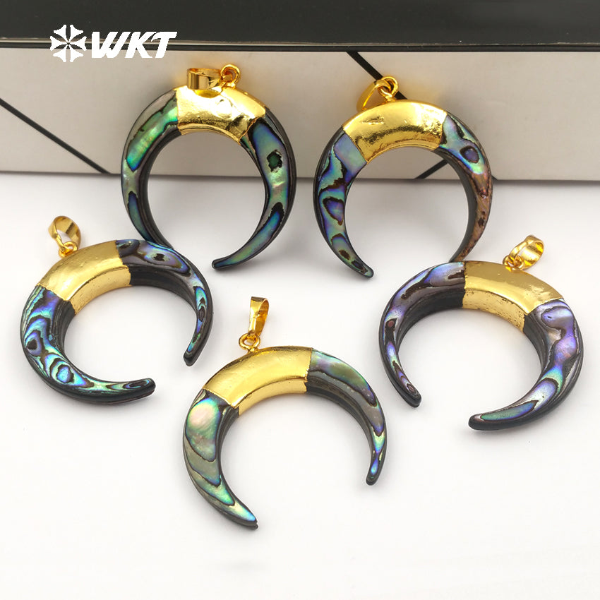 WT-JP040 Circular Shape Pendant Electroplated Gold Color Necklace Pendant Mix Color Pendant for Women