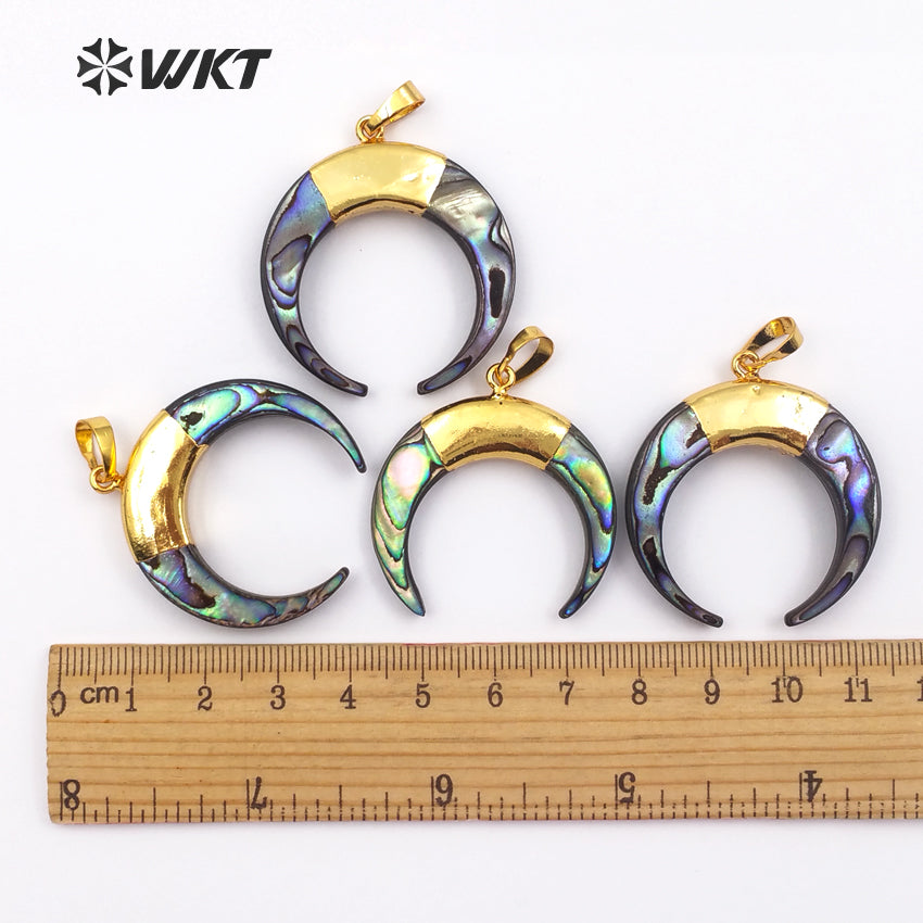 WT-JP040 Circular Shape Pendant Electroplated Gold Color Necklace Pendant Mix Color Pendant for Women
