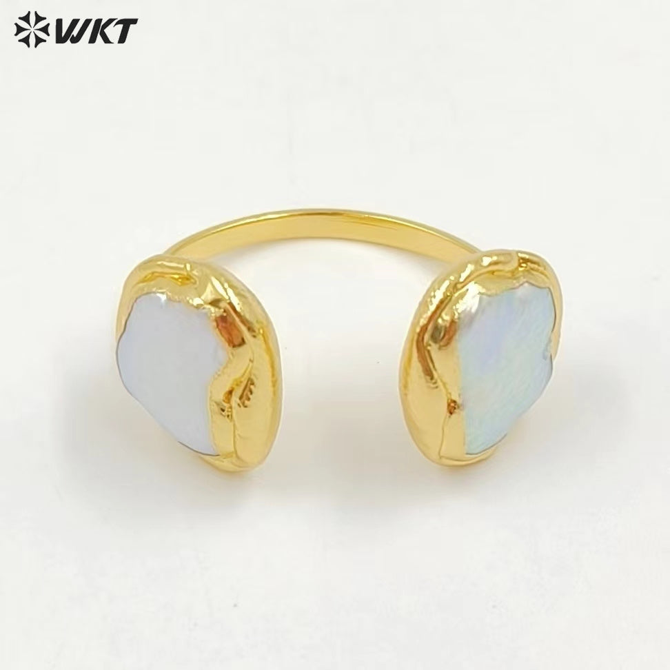 WT-MPR029 Stylish and Charming Simple Ring Natural Pearl Adjustable Rings Wire Wrap Shape for Women Gifts Pearl Ring