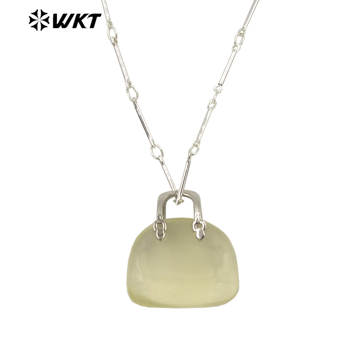 WT-N1362 Cute Handbag Shape Crystal Clear Natural Colored Gemstone Necklace Ladies Jewelry Necklace Gemstone Necklace