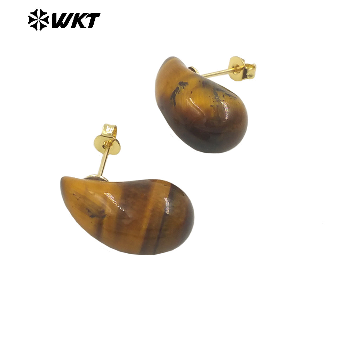 WT-E779 Wholesale Lovely Drop Beans Shape Colorful Blackobsidian Pink Crystal Quartz Stone Earring Drop Studs